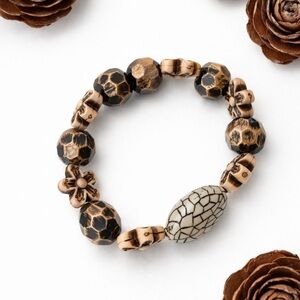 Brown Beaded Bracelet Handmade Stretch Bracelet 7.5” Boho Jewelry